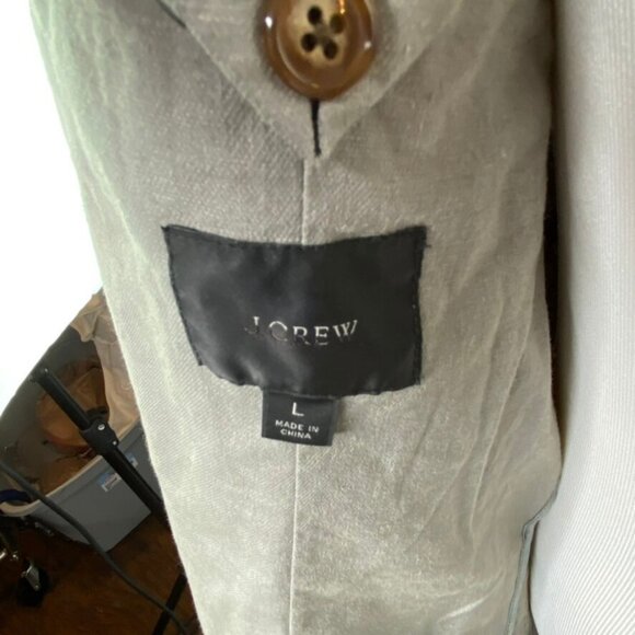 J.Crew Mens $228 Slim Fit Suit Jacket Stretch Hemp-Cotton Grey Size L BC612 - Picture 10 of 12